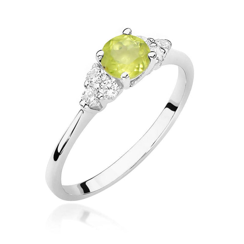 Inel Aur 14K cu Peridot 0.60 ct si Diamante Naturale 0.18 ct, imaginea 5 din 10
