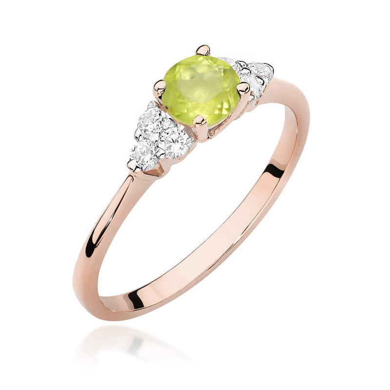 Inel Aur 14K cu Peridot 0.60 ct si Diamante Naturale 0.18 ct, imaginea 8 din 10