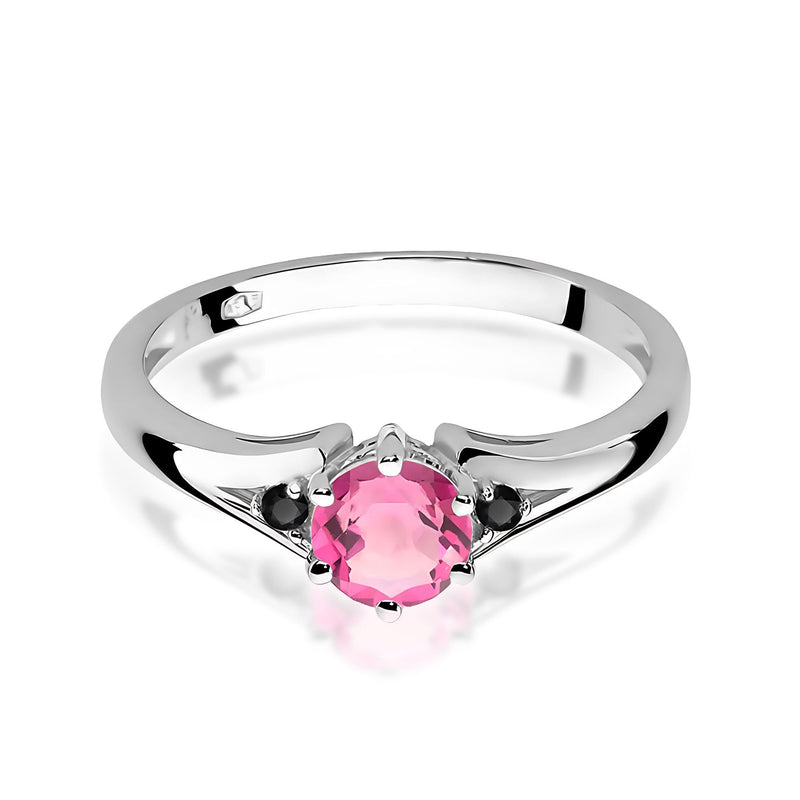 Inel Aur 14K cu Topaz Roz 0.60 ct si Diamante Naturale Negre 0.03 ct, imaginea 5 din 9