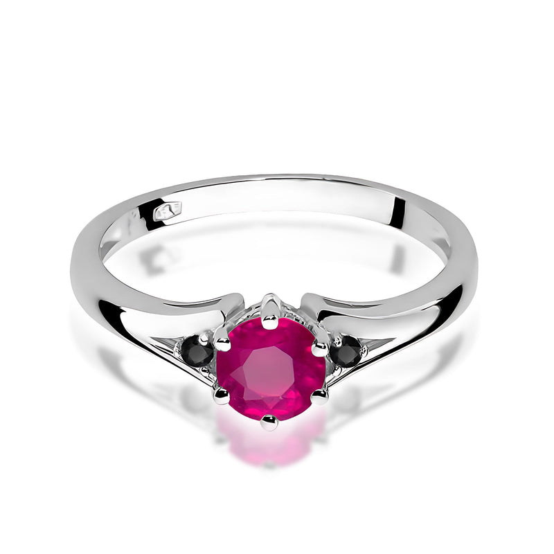 Inel Aur 14K cu Rhodolite 0.60 ct si Diamante Naturale Negre 0.03 ct, imaginea 5 din 9