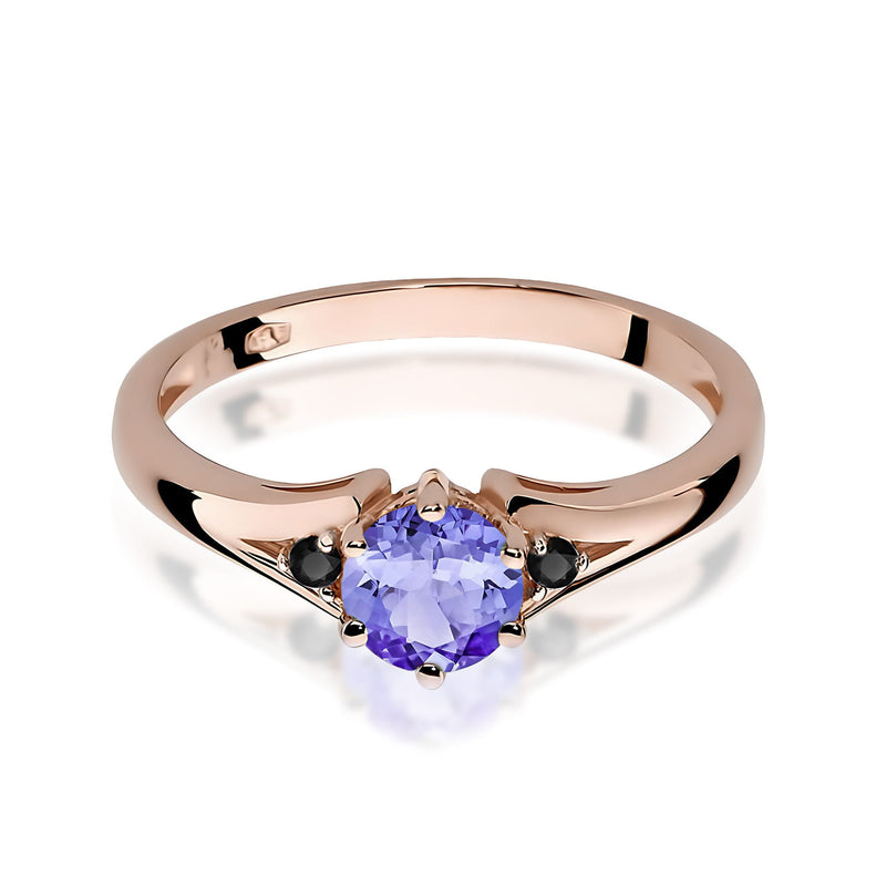 Inel Aur 14K cu Tanzanit 0.50 ct si Diamante Naturale Negre 0.03 ct, imaginea 8 din 8