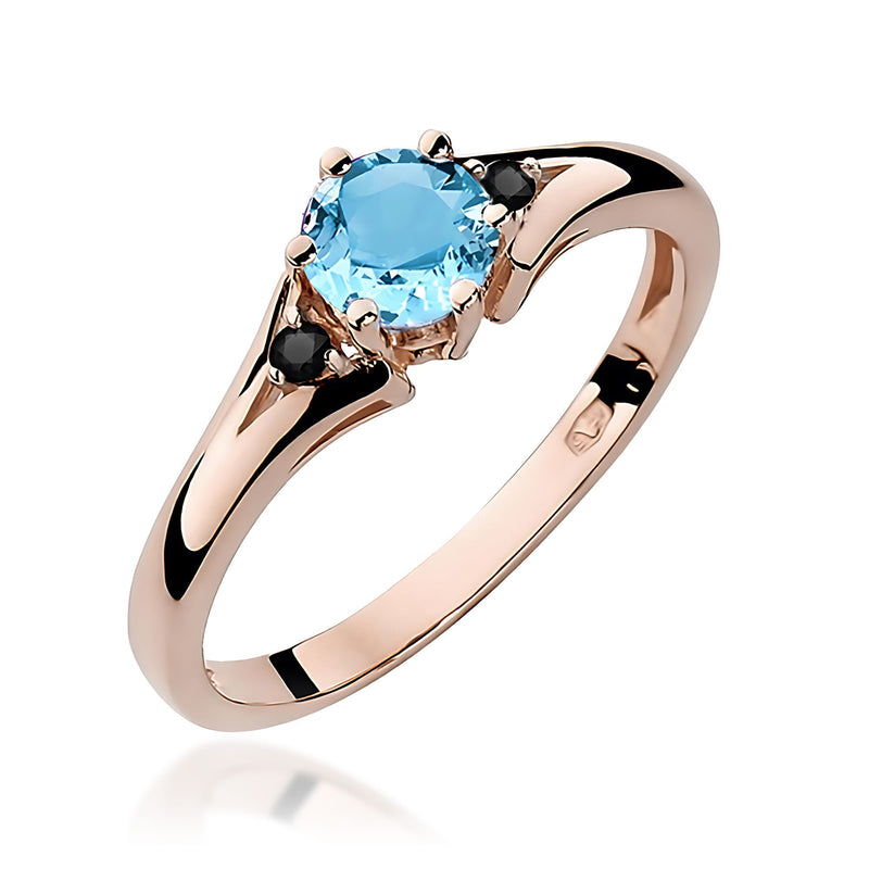 Inel Aur 14K cu Topaz Swiss 0.50 ct si Diamante Naturale Negre 0.03 ct, imaginea 7 din 9