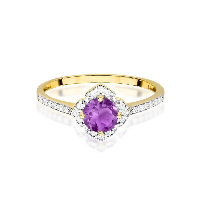 Inel Aur 14K cu Ametist 0.50 ct si Diamante Naturale 0.13 ct, imaginea 2 din 11