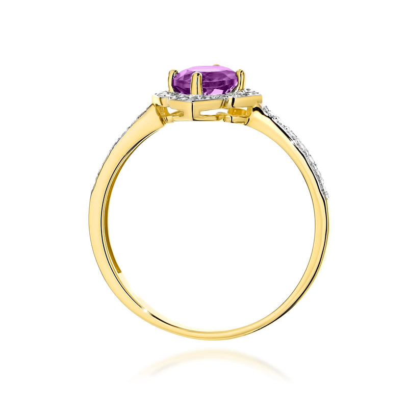 Inel Aur 14K cu Ametist 0.50 ct si Diamante Naturale 0.13 ct, imaginea 3 din 11