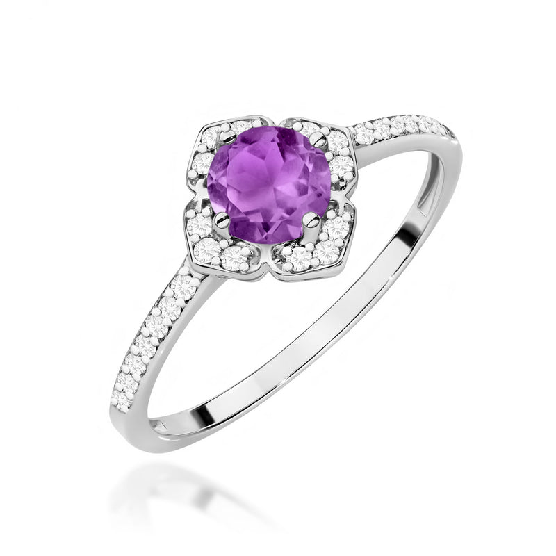 Inel Aur 14K cu Ametist 0.50 ct si Diamante Naturale 0.13 ct, imaginea 5 din 11
