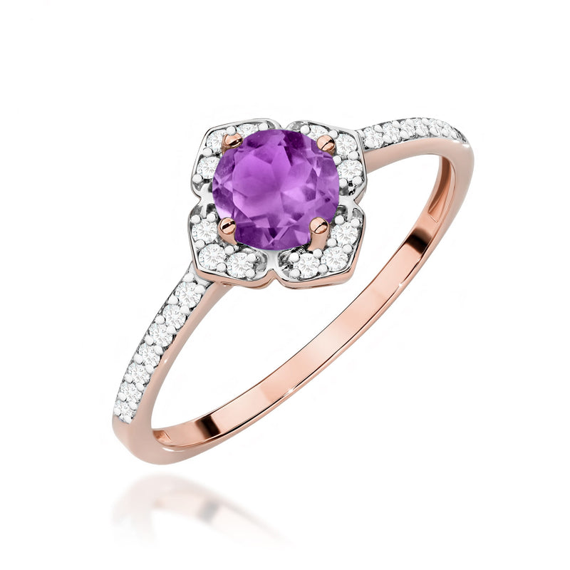 Inel Aur 14K cu Ametist 0.50 ct si Diamante Naturale 0.13 ct, imaginea 8 din 11