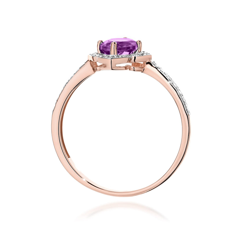 Inel Aur 14K cu Ametist 0.50 ct si Diamante Naturale 0.13 ct, imaginea 10 din 11