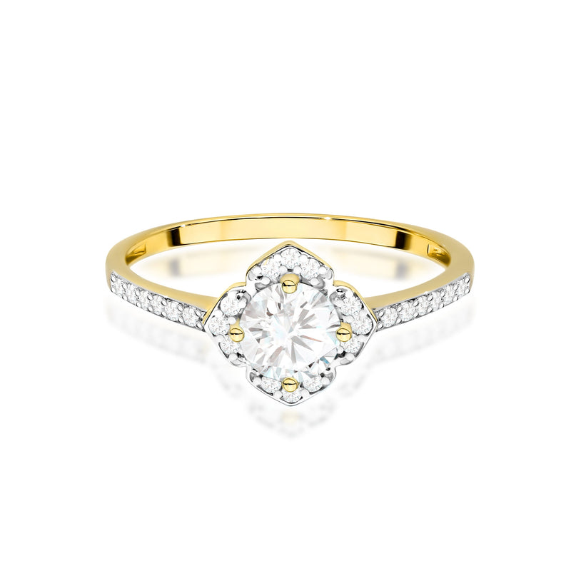 Inel Aur 14K cu White Sapphire 0.60 ct si Diamante Naturale 0.13 ct, imaginea 2 din 12
