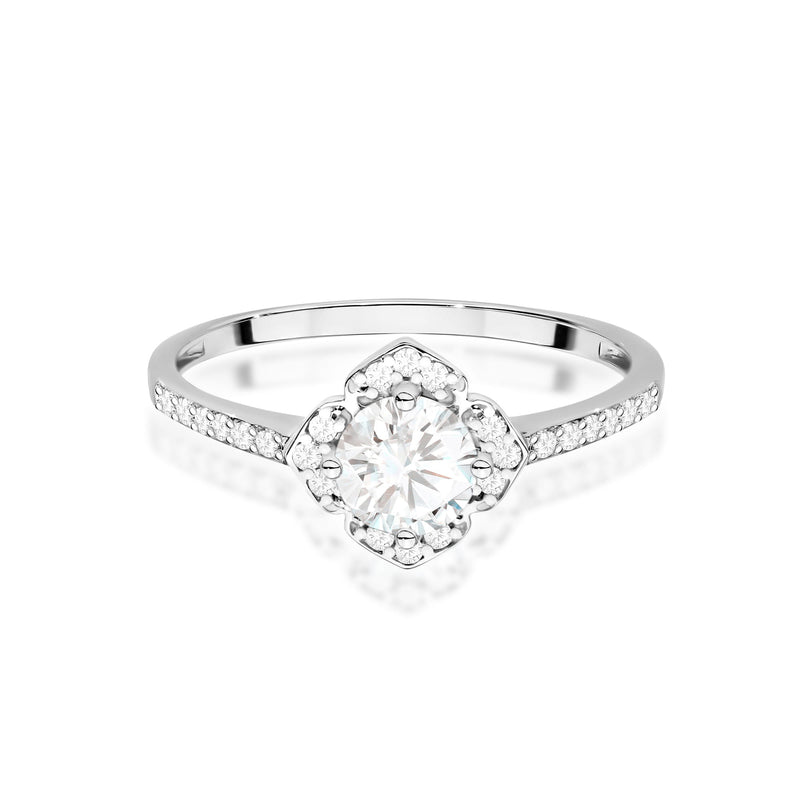 Inel Aur 14K cu White Sapphire 0.60 ct si Diamante Naturale 0.13 ct, imaginea 6 din 12