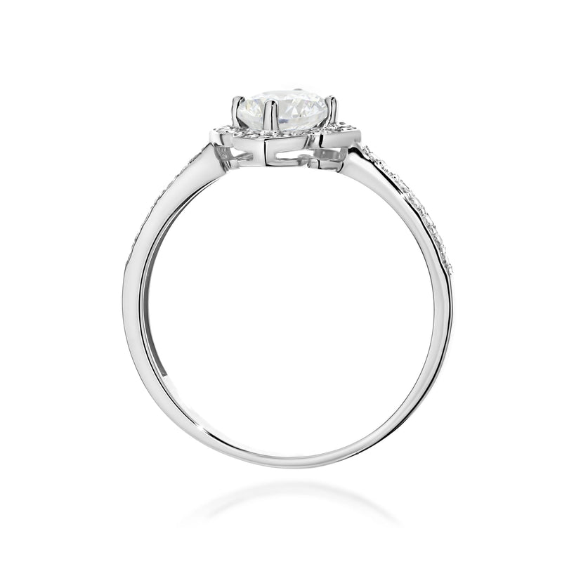 Inel Aur 14K cu White Sapphire 0.60 ct si Diamante Naturale 0.13 ct, imaginea 7 din 12