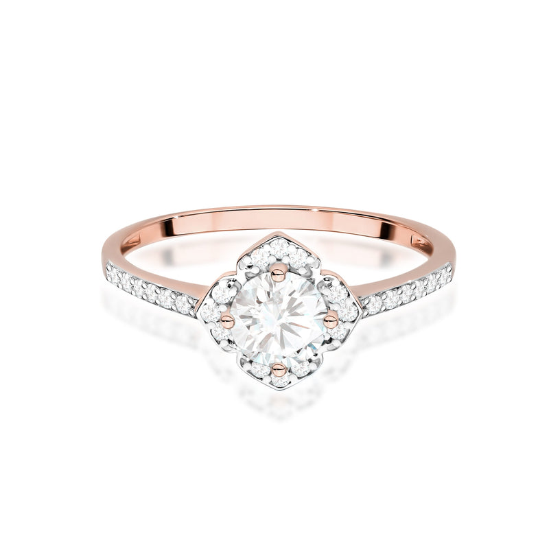 Inel Aur 14K cu White Sapphire 0.60 ct si Diamante Naturale 0.13 ct, imaginea 10 din 12