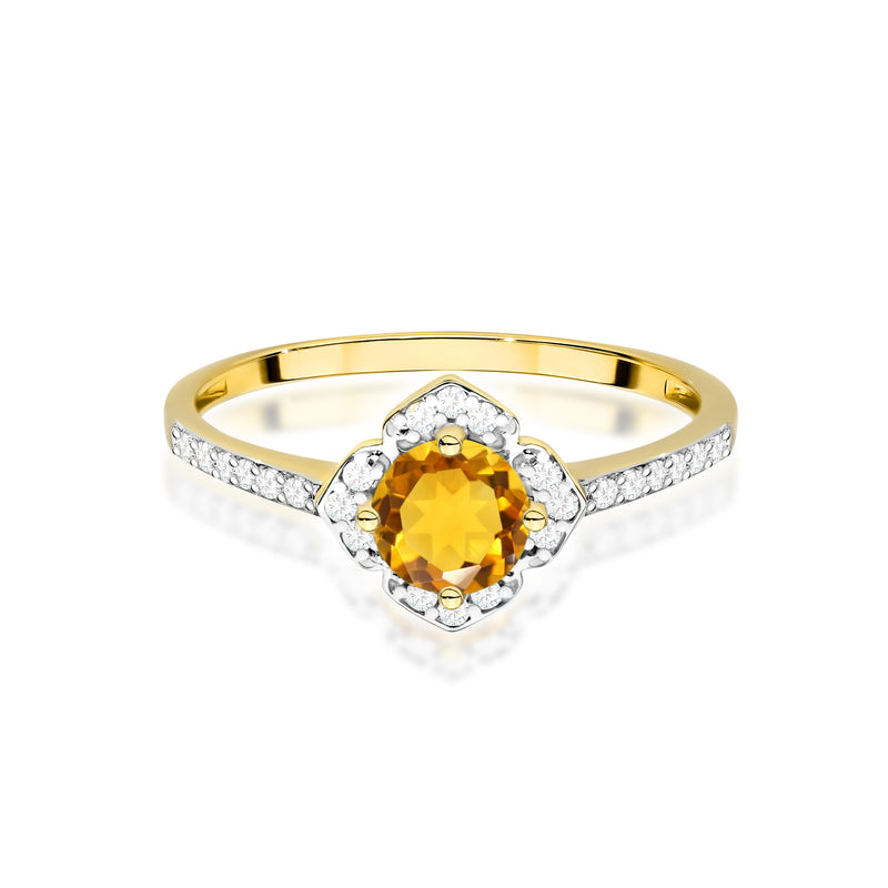Inel Aur 14K cu Citrin 0.50 ct si Diamante Naturale 0.13 ct, imaginea 2 din 12