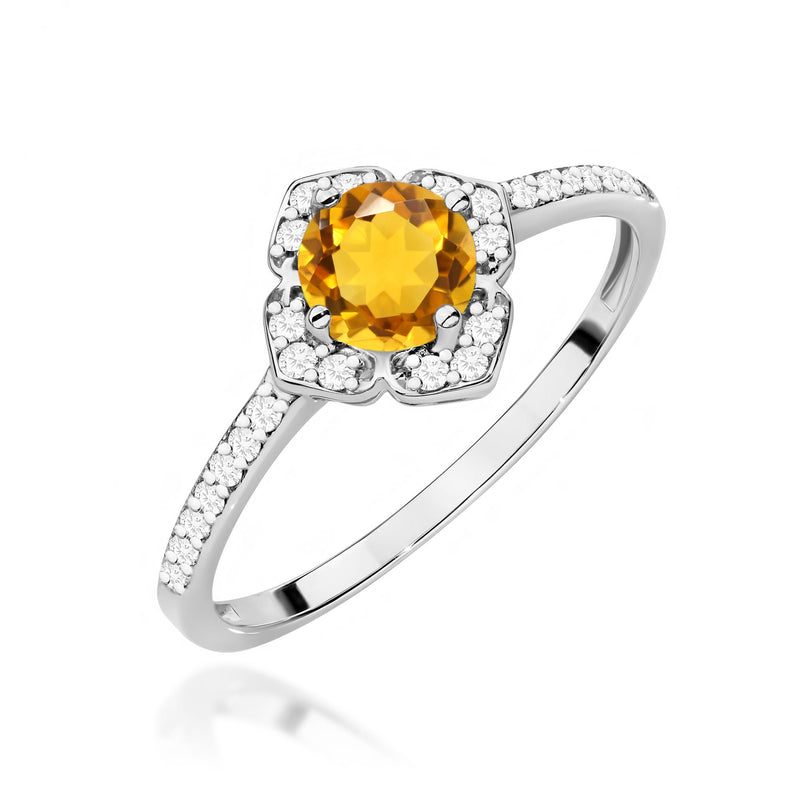 Inel Aur 14K cu Citrin 0.50 ct si Diamante Naturale 0.13 ct, imaginea 5 din 12