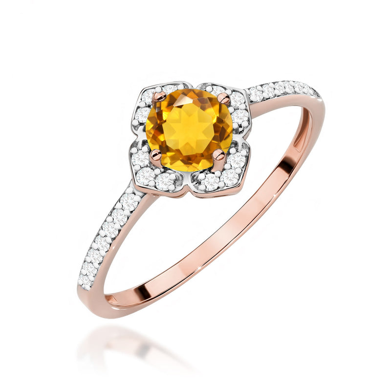 Inel Aur 14K cu Citrin 0.50 ct si Diamante Naturale 0.13 ct, imaginea 9 din 12