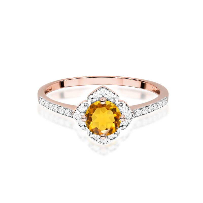 Inel Aur 14K cu Citrin 0.50 ct si Diamante Naturale 0.13 ct, imaginea 10 din 12