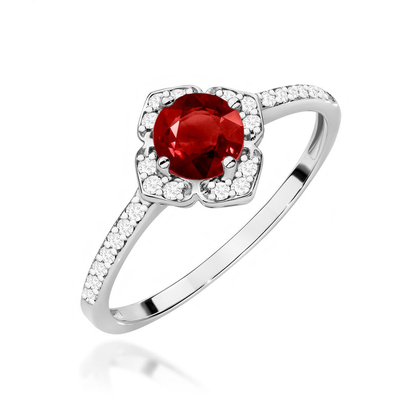 Inel Aur 14K cu Granat 0.60 ct si Diamante Naturale 0.13 ct, imaginea 5 din 12