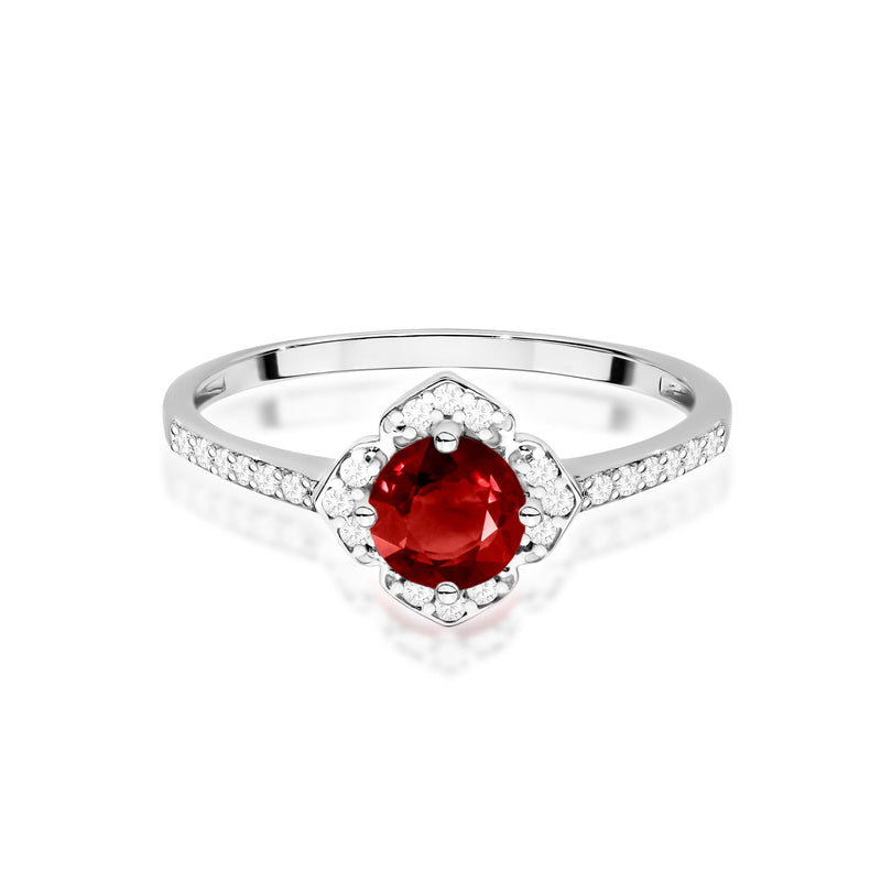 Inel Aur 14K cu Granat 0.60 ct si Diamante Naturale 0.13 ct, imaginea 6 din 12