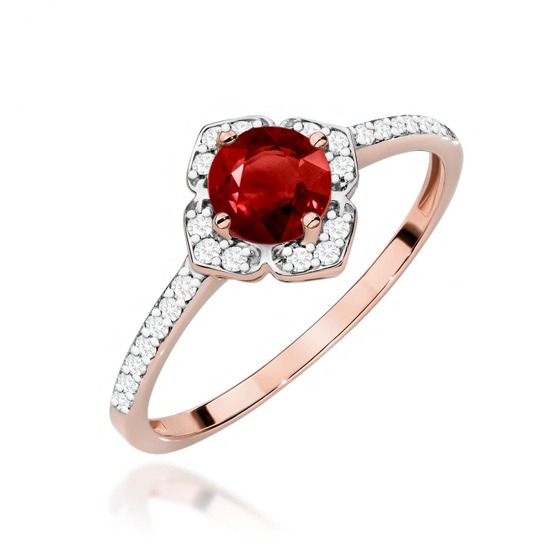 Inel Aur 14K cu Granat 0.60 ct si Diamante Naturale 0.13 ct, imaginea 9 din 12