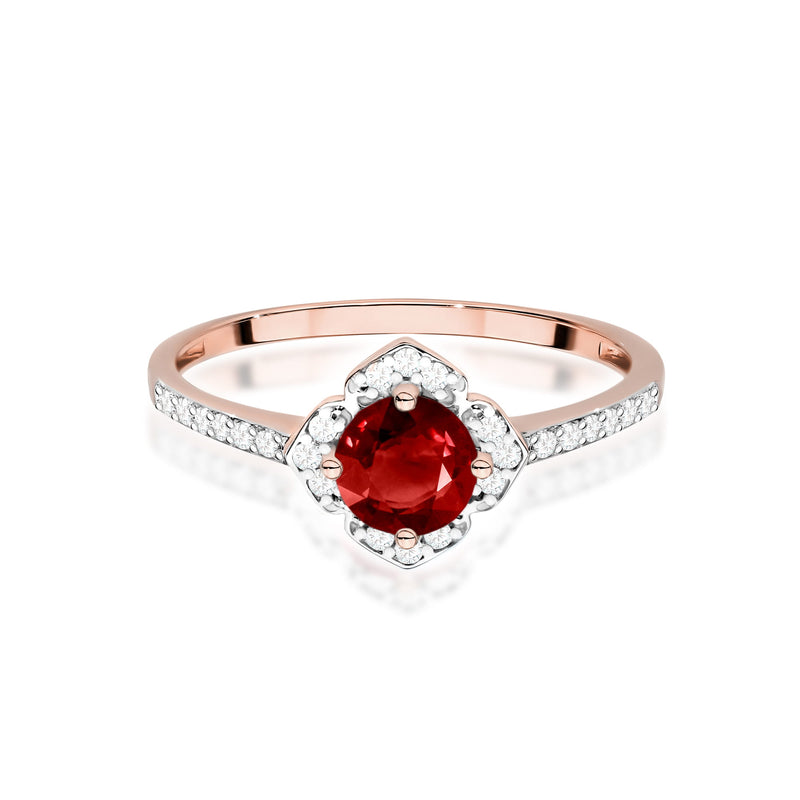 Inel Aur 14K cu Granat 0.60 ct si Diamante Naturale 0.13 ct, imaginea 10 din 12