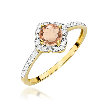 Inel Aur 14K cu Morganit 0.40 ct si Diamante Naturale 0.13 ct