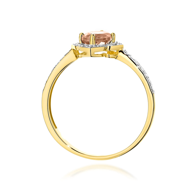Inel Aur 14K cu Morganit 0.40 ct si Diamante Naturale 0.13 ct, imaginea 3 din 12