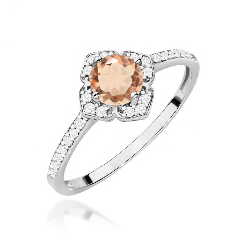 Inel Aur 14K cu Morganit 0.40 ct si Diamante Naturale 0.13 ct, imaginea 5 din 12