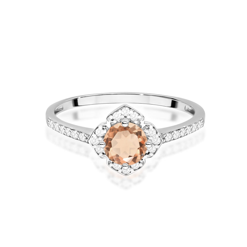 Inel Aur 14K cu Morganit 0.40 ct si Diamante Naturale 0.13 ct, imaginea 6 din 12