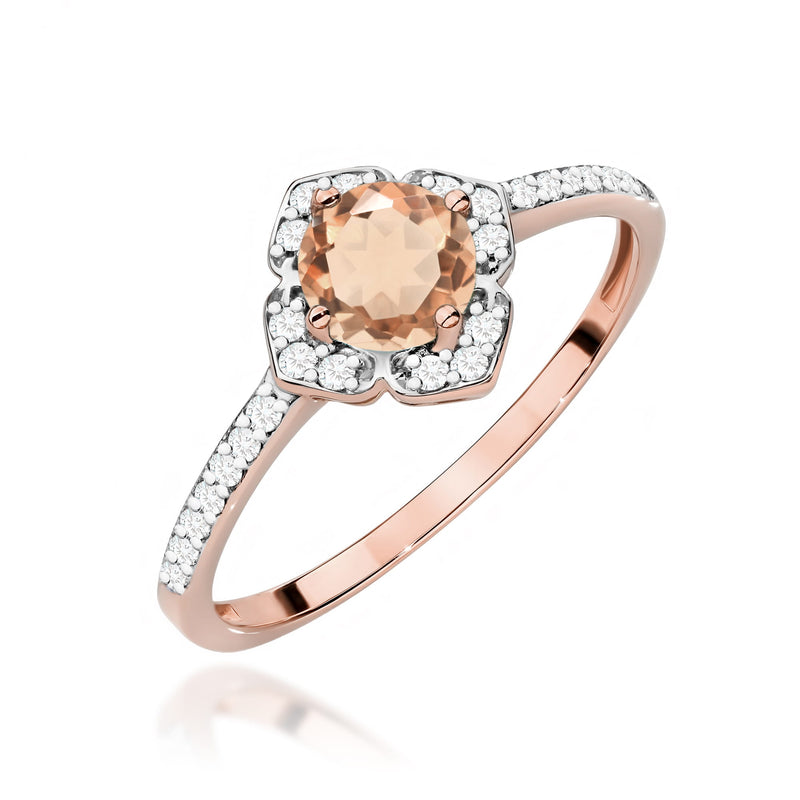 Inel Aur 14K cu Morganit 0.40 ct si Diamante Naturale 0.13 ct, imaginea 9 din 12
