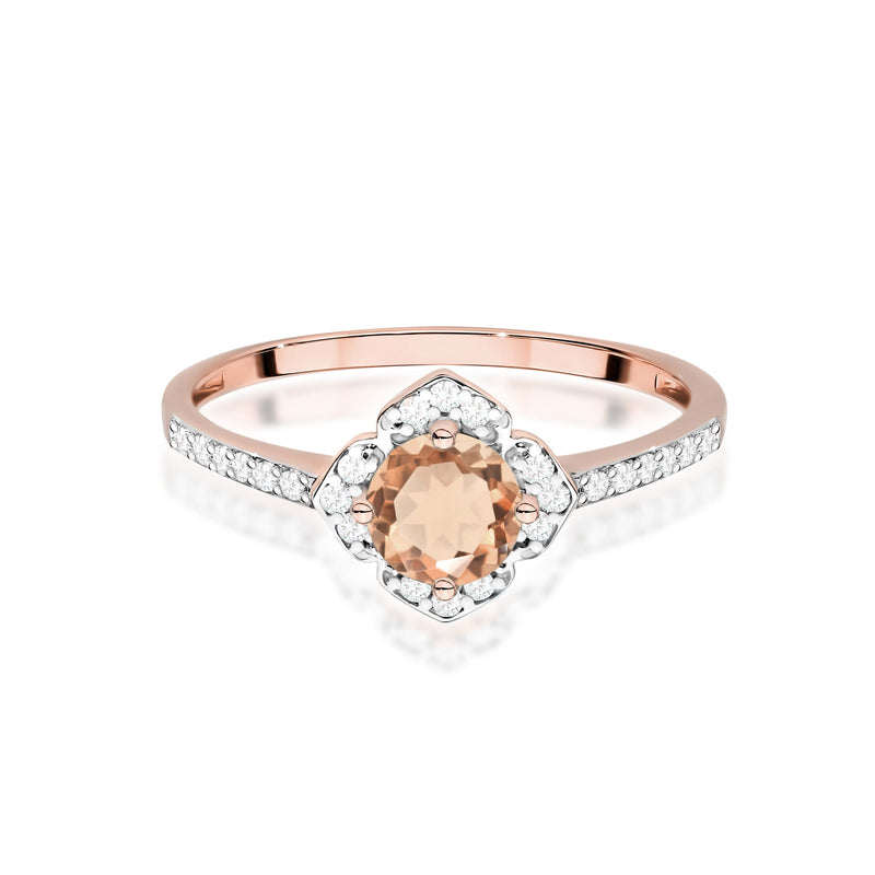 Inel Aur 14K cu Morganit 0.40 ct si Diamante Naturale 0.13 ct, imaginea 10 din 12