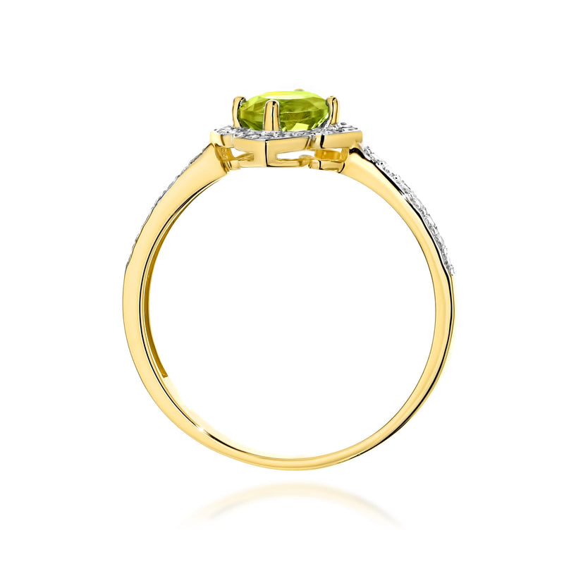 Inel Aur 14K cu Peridot 0.60 ct si Diamante Naturale 0.13 ct, imaginea 3 din 12