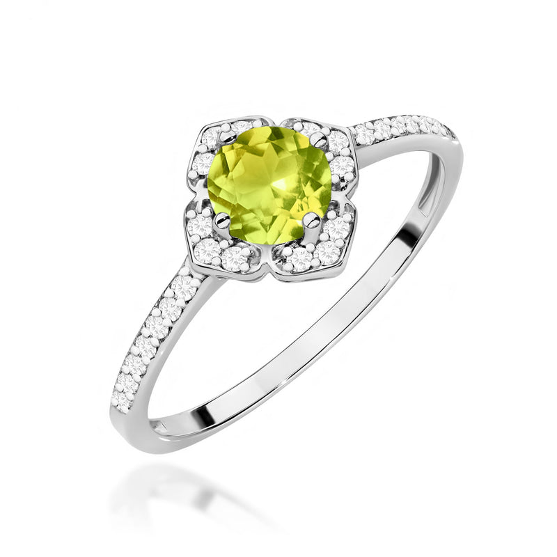 Inel Aur 14K cu Peridot 0.60 ct si Diamante Naturale 0.13 ct, imaginea 5 din 12