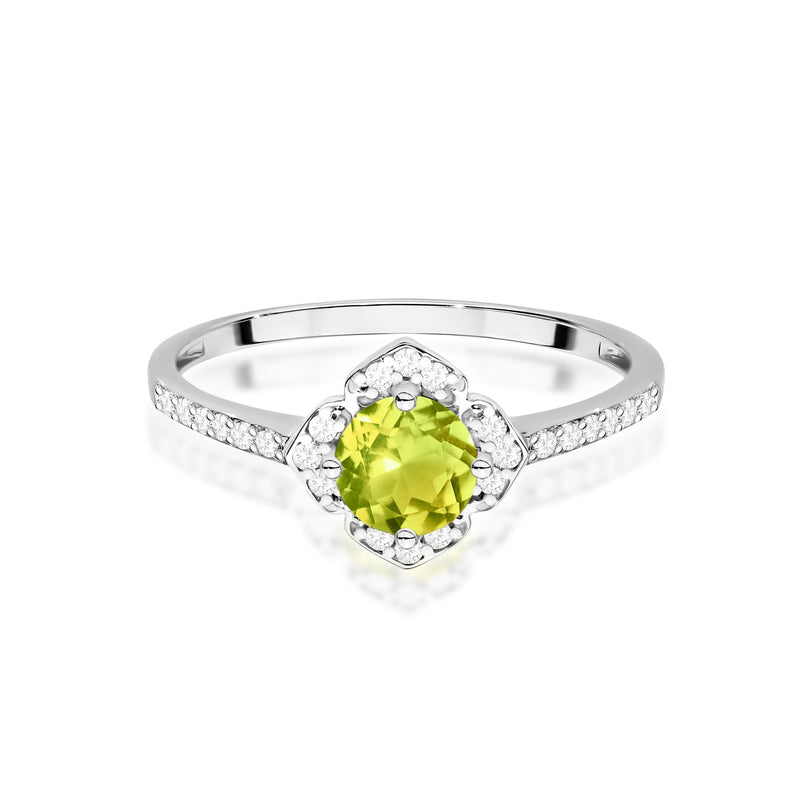 Inel Aur 14K cu Peridot 0.60 ct si Diamante Naturale 0.13 ct, imaginea 6 din 12