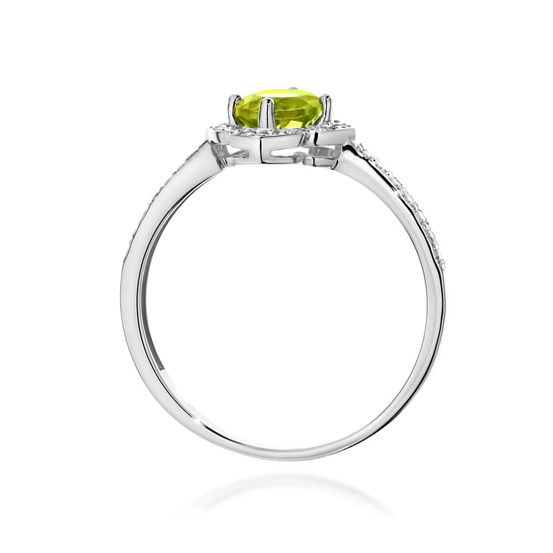 Inel Aur 14K cu Peridot 0.60 ct si Diamante Naturale 0.13 ct, imaginea 7 din 12