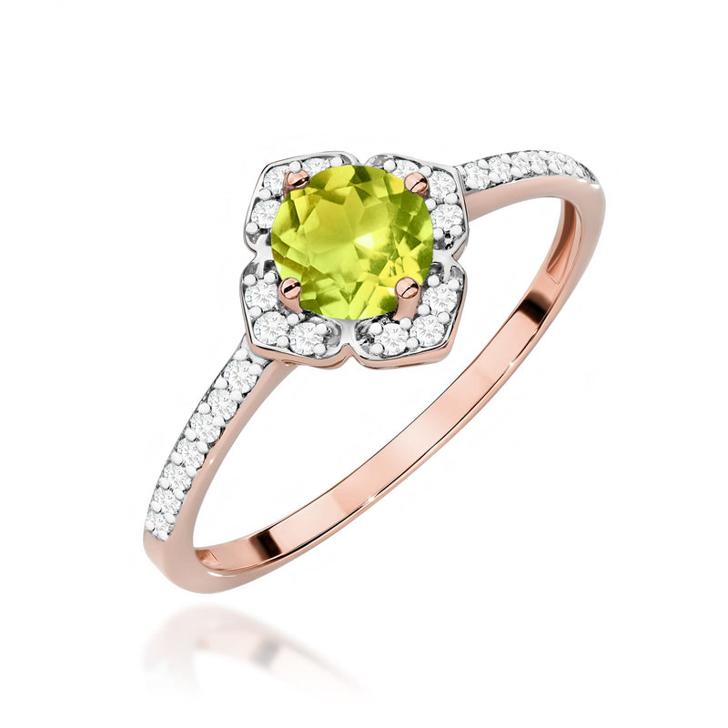 Inel Aur 14K cu Peridot 0.60 ct si Diamante Naturale 0.13 ct, imaginea 9 din 12