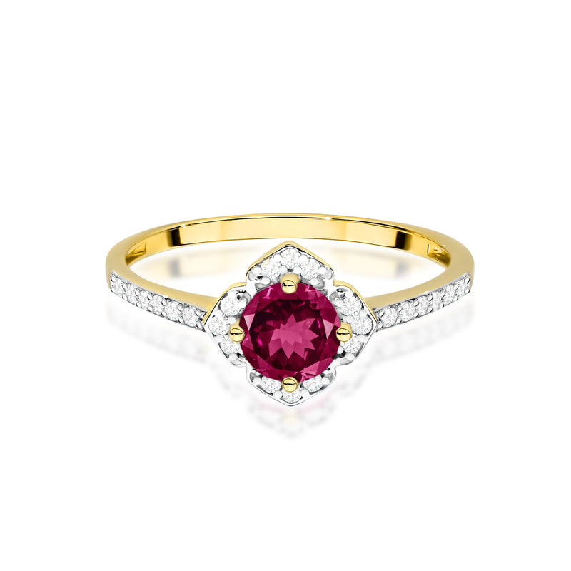 Inel Aur 14K cu Rhodolite 0.60 ct si Diamante Naturale 0.13 ct, imaginea 2 din 12