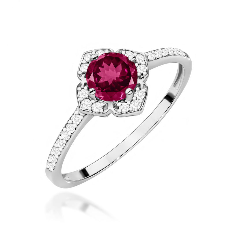 Inel Aur 14K cu Rhodolite 0.60 ct si Diamante Naturale 0.13 ct, imaginea 5 din 12