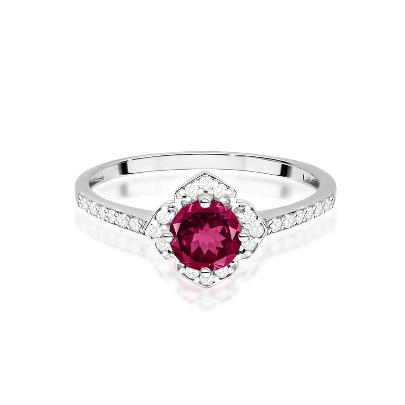 Inel Aur 14K cu Rhodolite 0.60 ct si Diamante Naturale 0.13 ct, imaginea 6 din 12