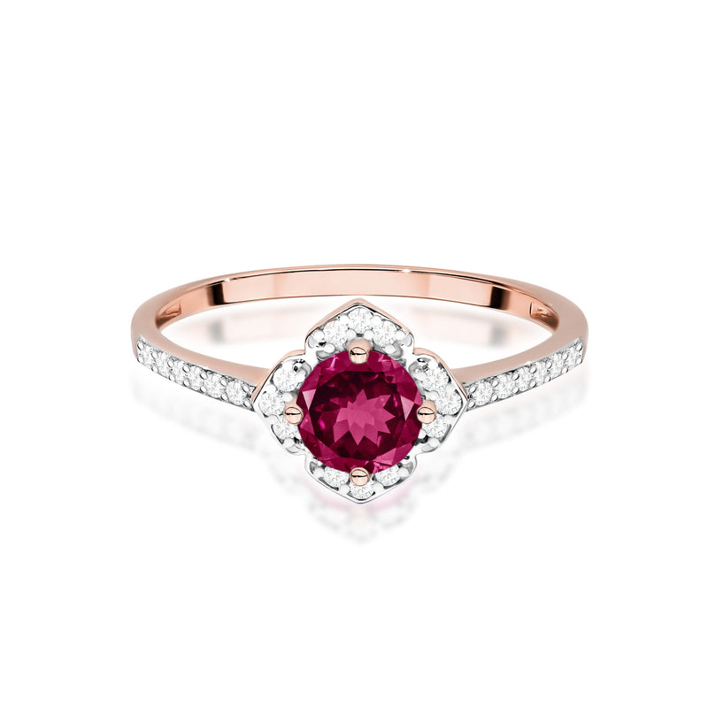 Inel Aur 14K cu Rhodolite 0.60 ct si Diamante Naturale 0.13 ct, imaginea 10 din 12