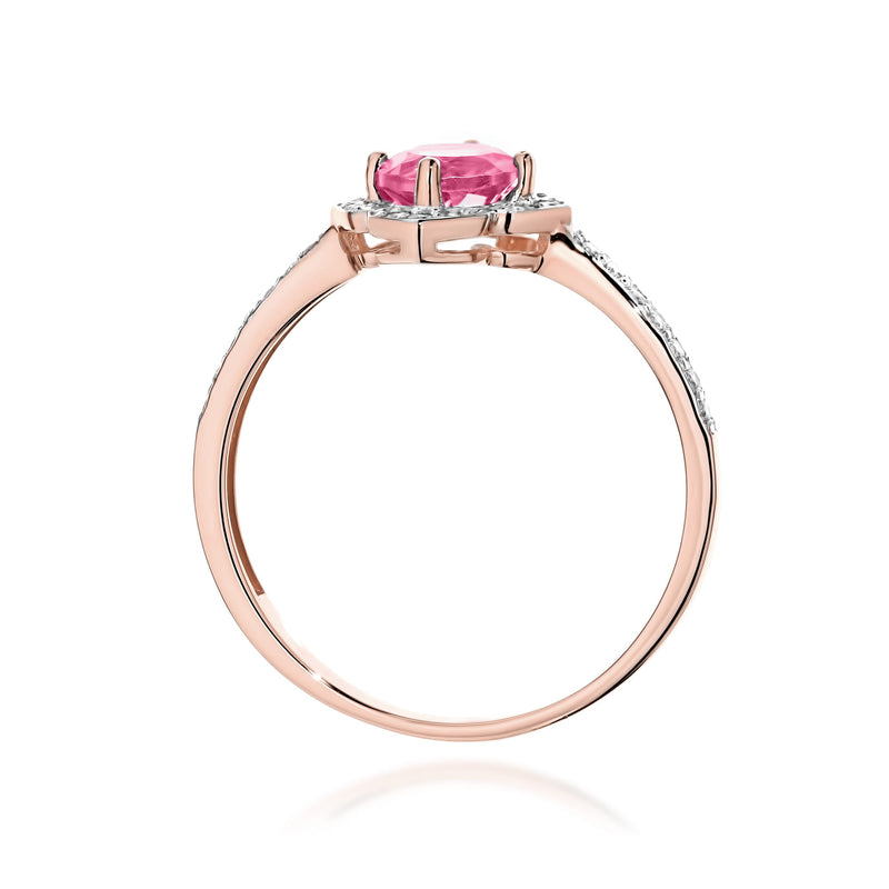 Inel Aur 14K cu Topaz Roz 0.60 ct si Diamante Naturale 0.13 ct, imaginea 11 din 12
