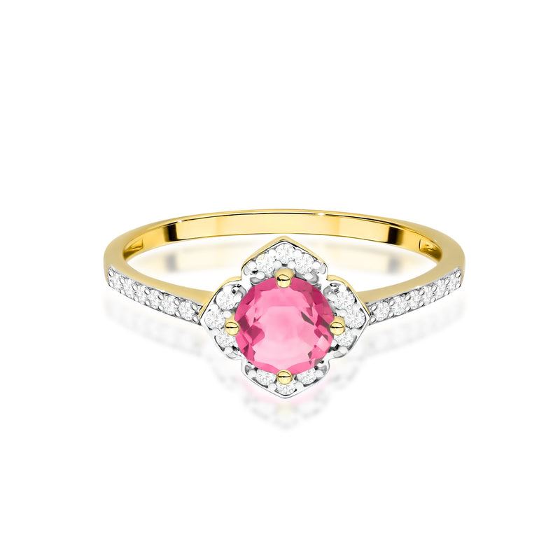 Inel Aur 14K cu Topaz Roz 0.60 ct si Diamante Naturale 0.13 ct, imaginea 2 din 12