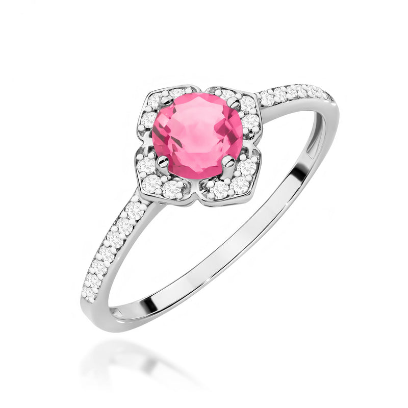Inel Aur 14K cu Topaz Roz 0.60 ct si Diamante Naturale 0.13 ct, imaginea 5 din 12