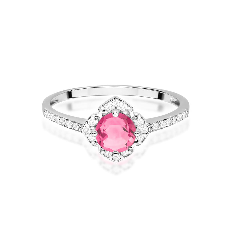 Inel Aur 14K cu Topaz Roz 0.60 ct si Diamante Naturale 0.13 ct, imaginea 6 din 12