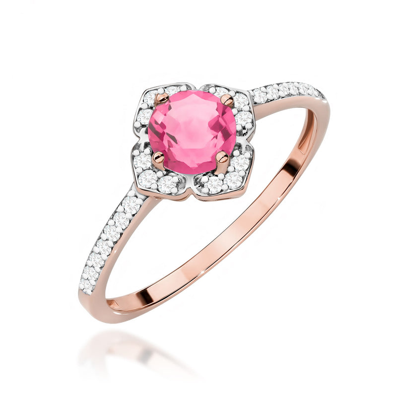 Inel Aur 14K cu Topaz Roz 0.60 ct si Diamante Naturale 0.13 ct, imaginea 9 din 12