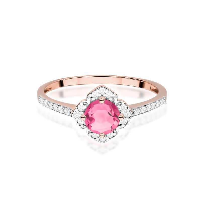 Inel Aur 14K cu Topaz Roz 0.60 ct si Diamante Naturale 0.13 ct, imaginea 10 din 12