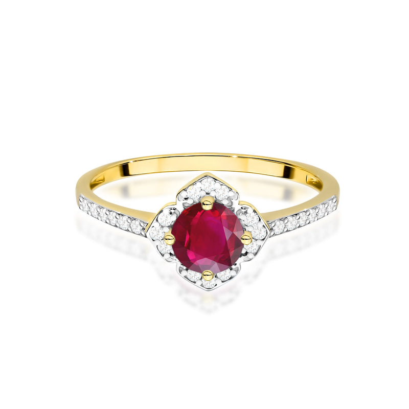 Inel Aur 14K cu Rubin 0.60 ct si Diamante Naturale 0.13 ct, imaginea 2 din 12