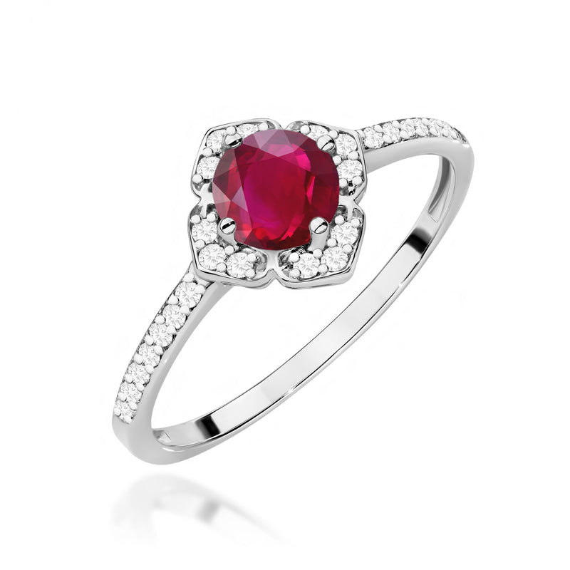 Inel Aur 14K cu Rubin 0.60 ct si Diamante Naturale 0.13 ct, imaginea 5 din 12