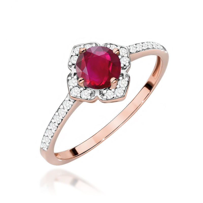 Inel Aur 14K cu Rubin 0.60 ct si Diamante Naturale 0.13 ct, imaginea 9 din 12