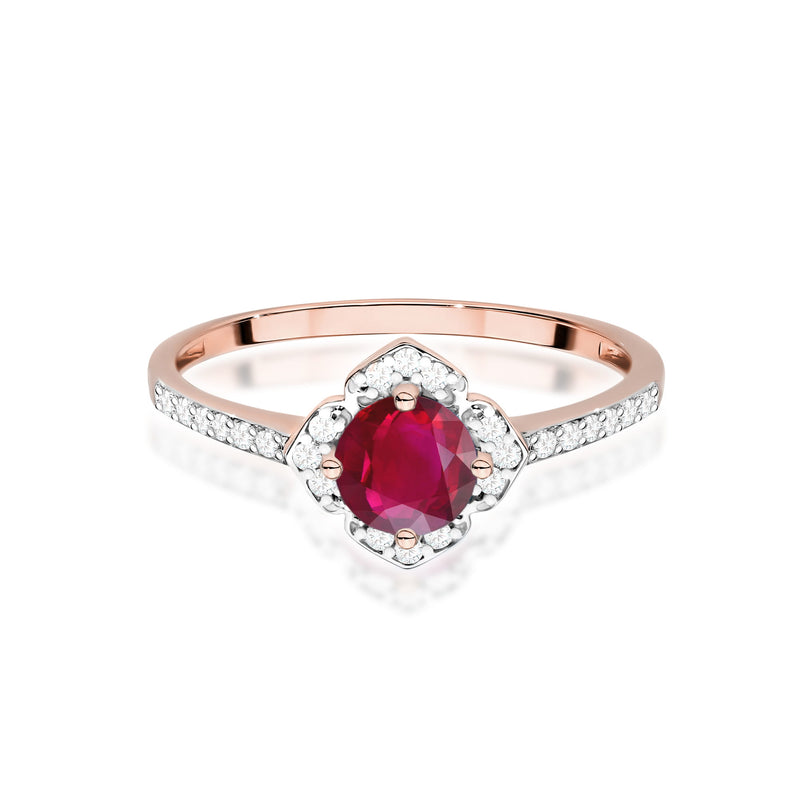 Inel Aur 14K cu Rubin 0.60 ct si Diamante Naturale 0.13 ct, imaginea 10 din 12