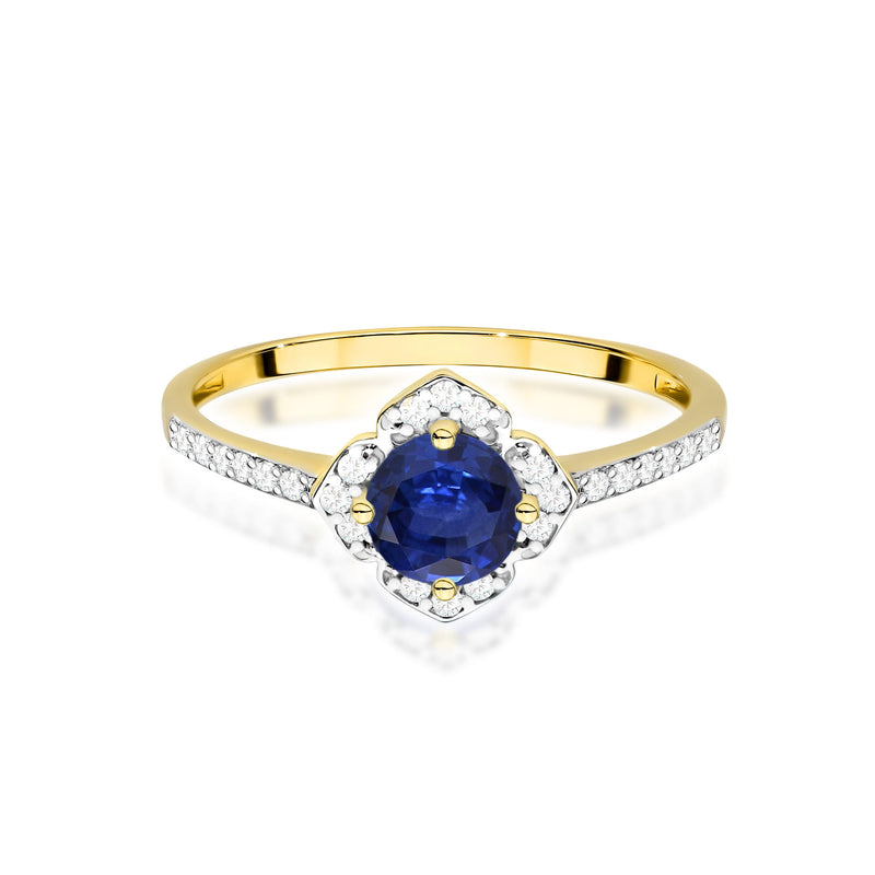 Inel Aur 14K cu Safir 0.50 ct si Diamante Naturale 0.13 ct, imaginea 2 din 12