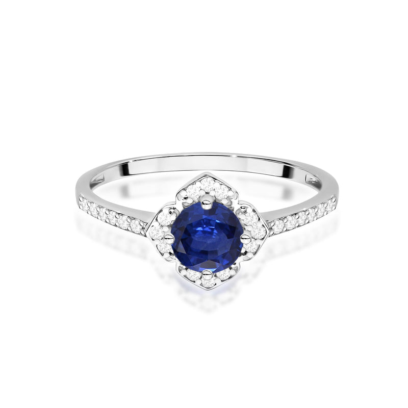 Inel Aur 14K cu Safir 0.50 ct si Diamante Naturale 0.13 ct, imaginea 6 din 12